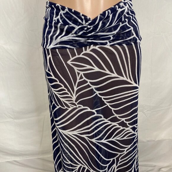 Devon Windsor Women's Akris Sheer Resort Skirt Navy Palm Print Size S - Picture 8 of 9